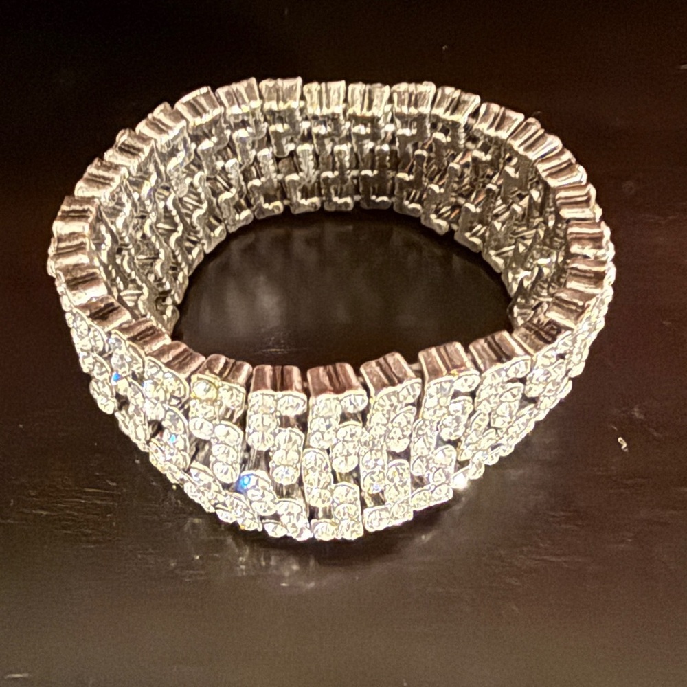 Silver Rhinestone Stretch Bracelet - Picture 4 of 4